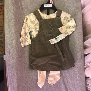 Carter's Floral Dress Set - Sage Green and Cream